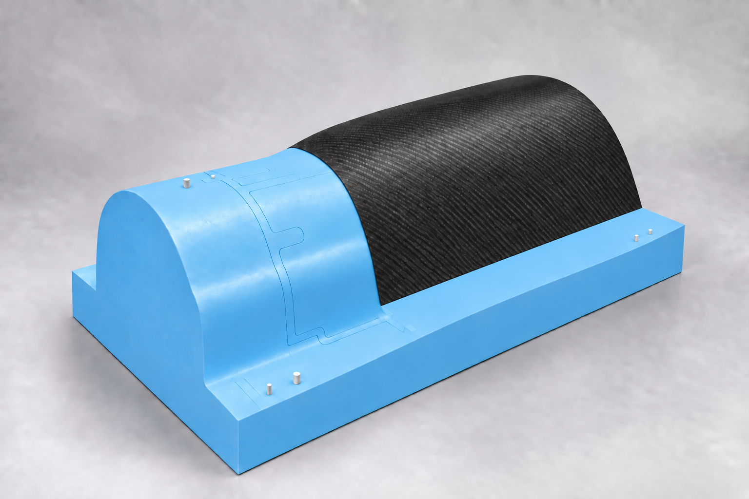 Carbon-fibre mould on a blue transition model