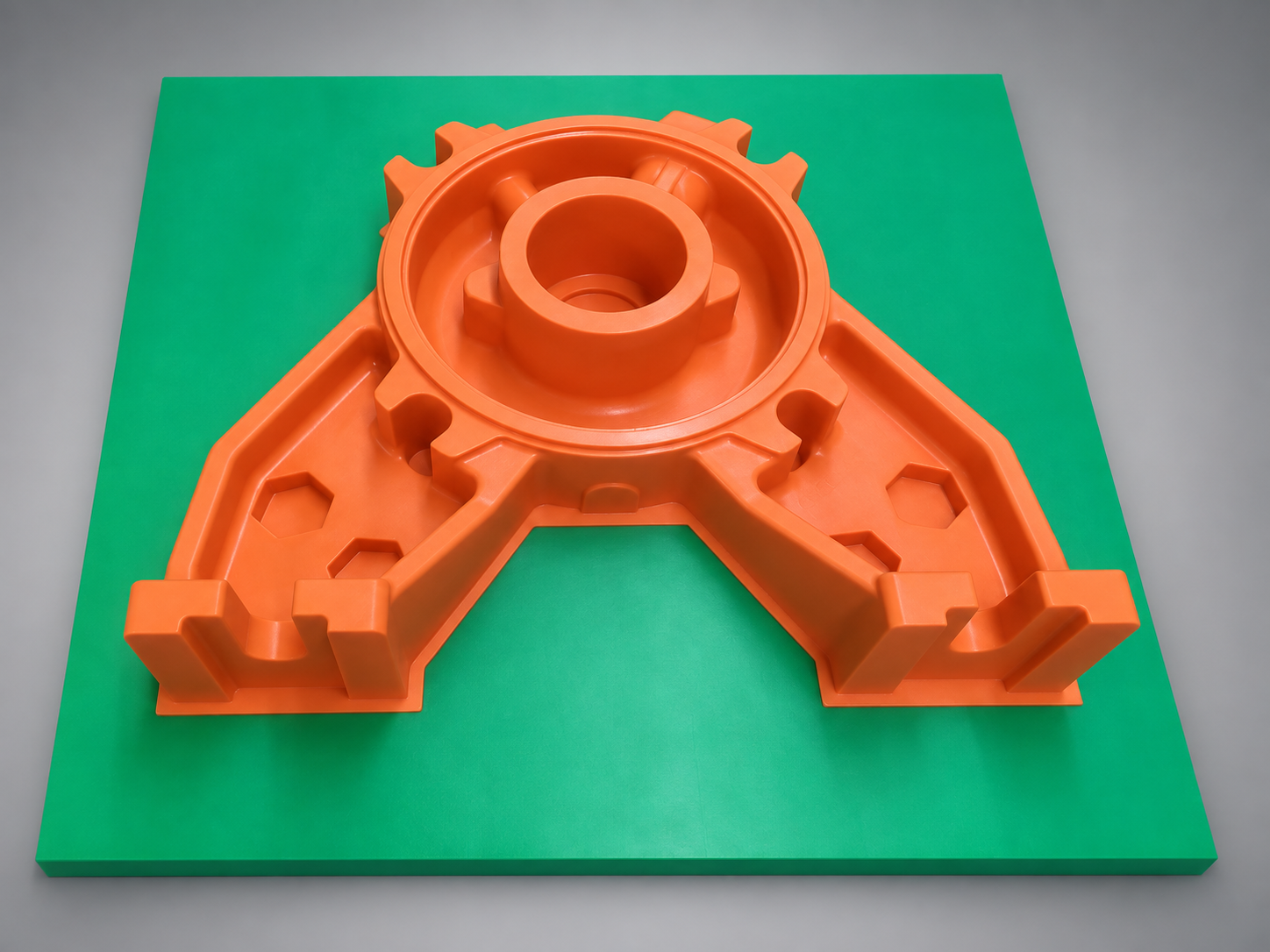Orange foundry pattern on a backing plate